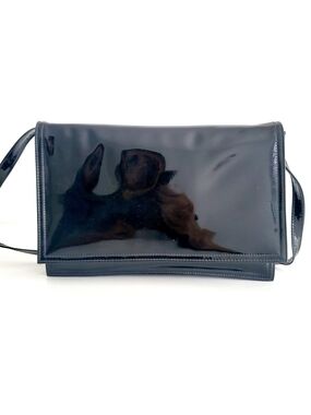 Classic Black Patent Crossbody Bag - Vintage